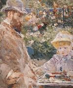 Berthe Morisot Detail of Manet and his daughter oil painting reproduction